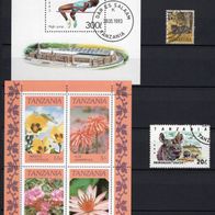 Kleine Sammlung 7 Briefmarken 2 BLÖCKE Tansania Tanzania AFRIKA Selten Top RAR