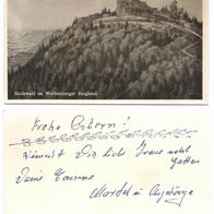 Postkarte Hochwald im Waldenburger Bergland Schlesien Burgruine 30/40er Jahre gel