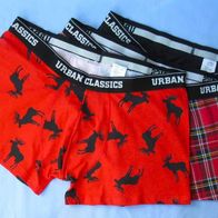 Urban Classics Boxer Shorts 3er XXL Red Plaid Moose Black Elch Tartan Christmas