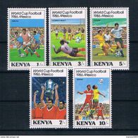01) Kenia/Kenya 1986 Fußball Mi. Nr. 360-64 kpl. Satz postfrisch