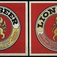 Bieretiketten Lion Breweries Ltd. Auckland Christchurch Wellington Neuseeland