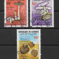 06) Dschibuti 1987 Pilze Mi. Nr. 488-90 kpl. Satz gestempelt