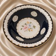 Porzellanschale IRIS Cluj - Kobaltblau - Blumen & Gold - Made in Romania - Vintage
