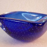 Massive petrol blaue Opalglas Schale Cenedese Murano Glas Label MEHRFACH vorh.