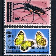 02) Zaire 1977 Käfer/Schmetterling Mi. Nr. 542/45 gestempelt