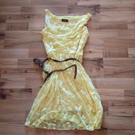 Sommerkleid gelb Spitze mit Gürtel S/36 Instyle