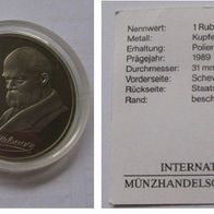 1989, USSR, 1-Ruble proof coin, T. Shevchenko, certificate of authenticity