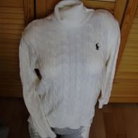 Ralph Lauren Rollkragen Pullover Zopf weiß M passend