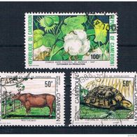 10) Kamerun 1981/88 Tiere/Blumen Mi. Nr. 951/52/1153 gestempelt