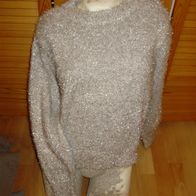 H&M Kuschel Pullover kleiner Stehkragen Silber Glitzer XS = S/M