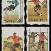 1986 Sambia Fußball-WM Mexico 1986 Satz MiNr 360-363 postfrisch
