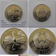 2003, Belarus, 1 Ruble- Narochansky National Park. Mute Swan, proof (mintage: 5,000)