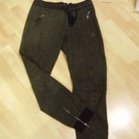 Zara Hose warm Gummibund mit Lederfakegrün S