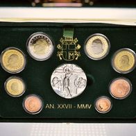 Vatikan Kursmünzensatz PP/ Proof 2005 mit Sterling-Silber-Medaille, Rar !!!