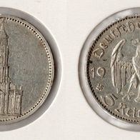 III. Reich 5 Reichsmark 1934 -F- "Garnisonskirche" Jaeger 357. Silber .900er