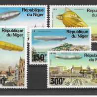 22) Niger 1976 Zeppelin Mi. Nr. 522-26 kpl. Satz gestempelt