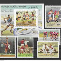 23) Niger 1976 Sport Mi. Nr. 531-35 kpl. Satz + Block 15 gestempelt