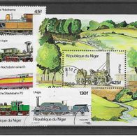 24) Niger 1980 Eisenbahn Mi. Nr. 707-11 kpl. Satz + Block 29 gestempelt