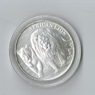 Congo African Lion 2018, 1 OZ Silbermünze, Afrikanischer Löwe