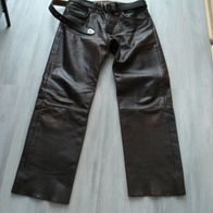 Dunkelbraun Herren Büffel-Lederhose Gr. 38 mit Gürtel 105 cm neuw