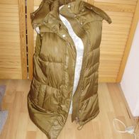 H&M Weste Stepp lang warm Kapuze khaki S