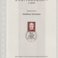 Ersttagsblatt Berlin 1/1975 Gottfried Schadow