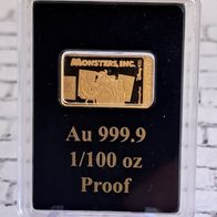Goldmünze - Goldbarren Salomonen Disney "Monsters AG" Gold 999,9 Proof mit Zertifikat
