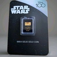 Goldmünze Goldbarren Coincard Salomonen 999,9 Proof - Star Wars - Han Solo - Disney