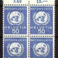 Schweiz Internat. Ämter/ Europ. Amt Vereinten Nationen ONU/ UNO Mi. Nr. 30 4x * * <