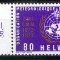 Schweiz Internat. Ämter/ Weltorganis. f. Meteorologie OMM / WMO Mi. Nr. 12-Rand * * <