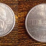 Münze USA: 0,25 oder Quarter Dollar 2001 - North Carolina 1789 - First Flight - P