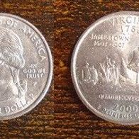 Münze USA: 0,25 oder Quarter Dollar 2000 - Virginia - Jamestown 1607 - 2007 - P
