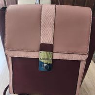 DUKI DASO Damenrucksack Bordeaux / Altrosa - formstabil - 32 × 25 × 10 cm