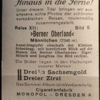 Zigarettenb. Nr. 5 Hinaus in die Ferne ! Reise XII: erner Oberland-Männlich
