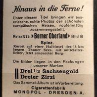 Zigarettenb. Nr. 8 Hinaus in die Ferne ! Reise XII: erner Oberland-Spiez