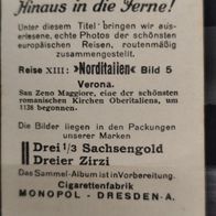 Zigarettenb. Nr. 5 Hinaus in die Ferne ! Reise XIII: orditalien-Verona