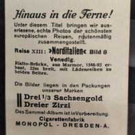 Zigarettenb. Nr. 8 Hinaus in die Ferne ! Reise XIII: orditalien-Venedig