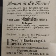 Zigarettenb. Nr. 6 Hinaus in die Ferne ! Reise XIII: orditalien-Bologna