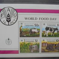 Tansania Block 30 * * - Welternährungstag Kühe Rinder Ratte Traktor 1982