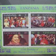 Tansania Block 64 * * - 60. Geburtstag Königin Elisabeth II. 1987