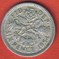 Großbritannien 6 Pence 1954