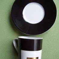 Rosenthal Bulgari Geometrica Porzellan Espresso-Set Mokka schwarz weiß Blattgold