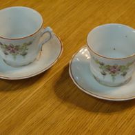 Kinder- / Puppenkaffeeservice - 2 Tassen mit Untertassen - Antik!