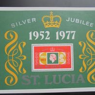 St. Lucia Block * * - Silberjubiläum Queen Elizabeth II. 1977