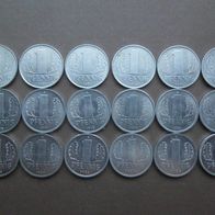18 DDR Münzen zu 1 Pfennig alle Jahrgänge verschieden