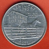 USA 25 Cents Quarter 2001 D Kentucky