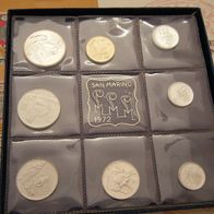 San Marino KMS 1972 mit 8 Münzen inkl. 500 Lire Silber, Originalbox