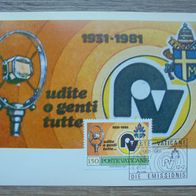Vatikan MK Maximumkarte 780 - 50 Jahre Radio Mikrophon 1981