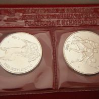 San Marino Silber-Set 500 + 1000 Lire 1992 BU, XXV. Olympiade in Barcelona, in Box