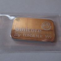 Silberbarren Umicore, 20g 999 Silber